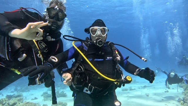 two scuba divers in Egypt 